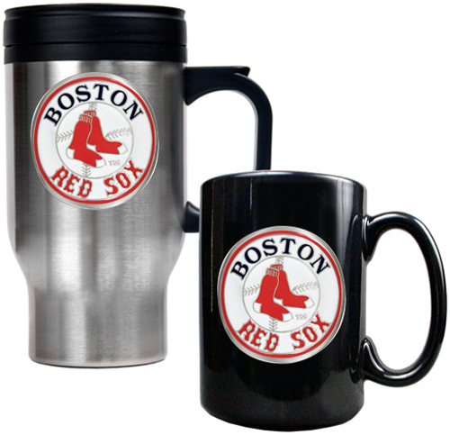 MLB Boston Red Sox Travel Mug & Coffee Mug Set
