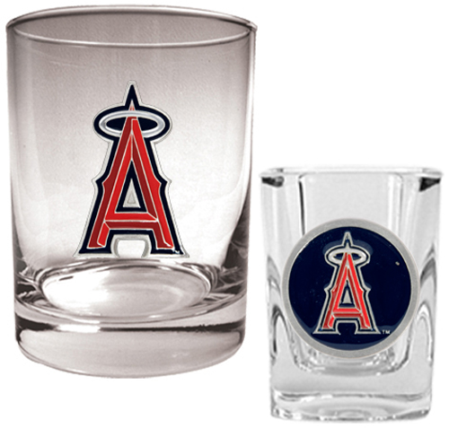 MLB Los Angeles Angel Rocks Glass & Shot Glass Set
