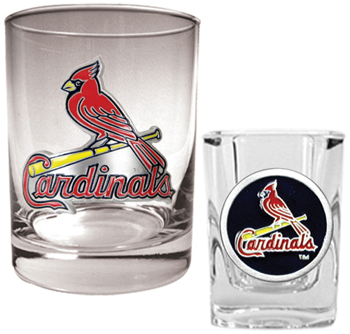 MLB St. Louis Cardinal Rock Glass & Shot Glass Set
