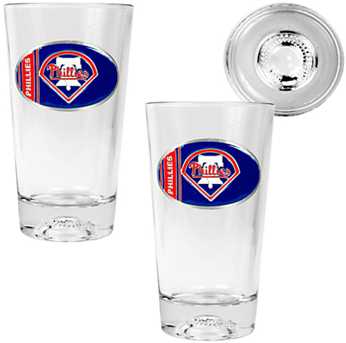 MLB Phillies 2pc Baseball Pint Glass Set