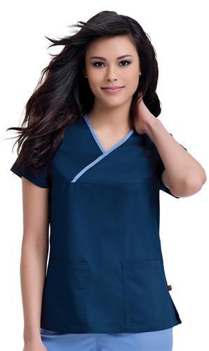 Urbane Women's "Mandi" Crossover Scrub Top. Embroidery is available on this item.