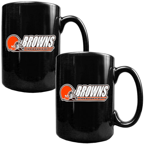NFL Cleveland Browns Black Ceramic Mug (Set of 2)