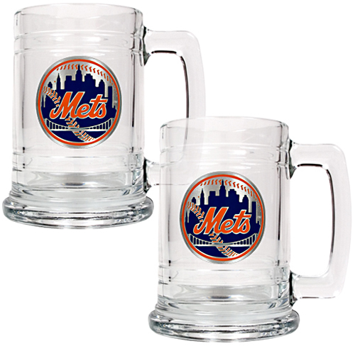 MLB New York Mets 2pc Glass Tankard Set