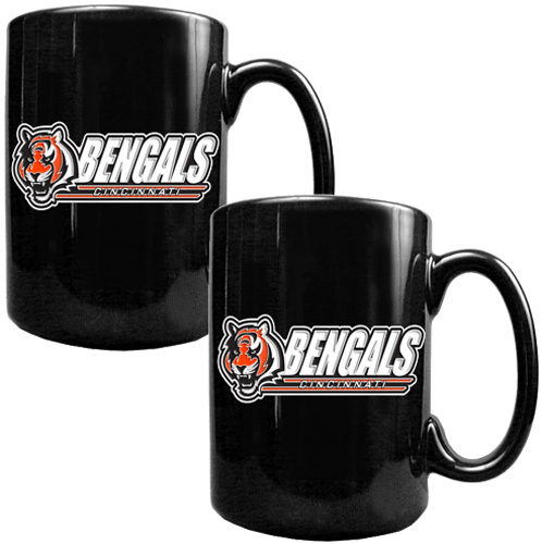 NFL Cincinnati Bengals Black Ceramic Mug-Set of 2