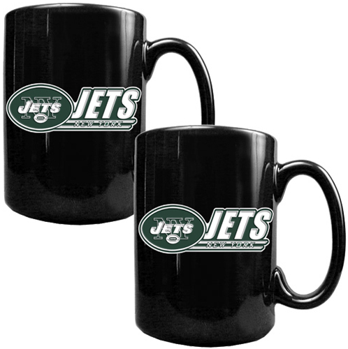 NFL New York Jets Black Ceramic Mug (Set of 2)