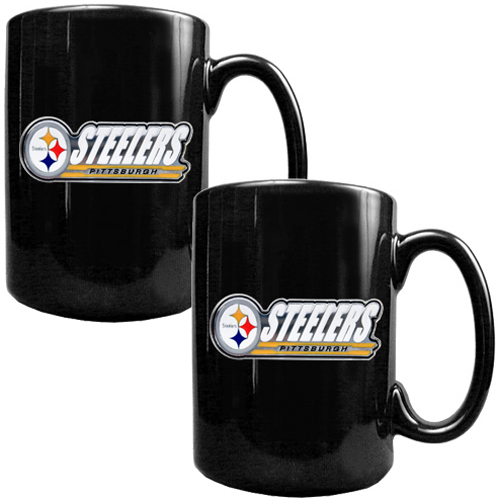 NFL Pittsburgh Steelers Black Ceramic Mug-Set of 2