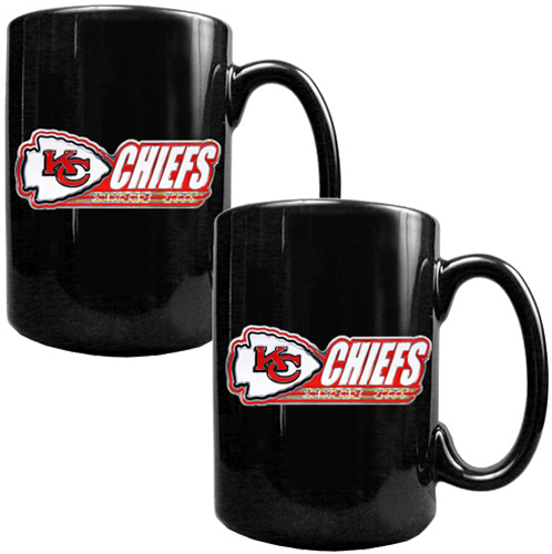 NFL Kansas City Chiefs Black Ceramic Mug-Set of 2