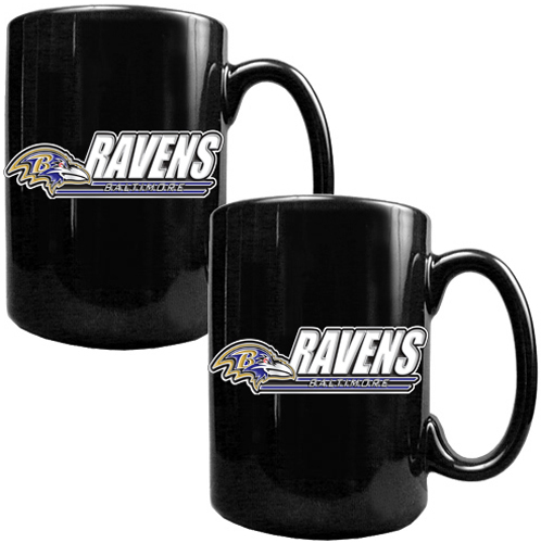 NFL Baltimore Ravens Black Ceramic Mug (Set of 2)
