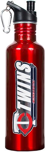 MLB Twins Red Stainless Steel Water Bottle