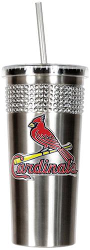 MLB Cardinals Stainless Bling Tumbler W/Straw