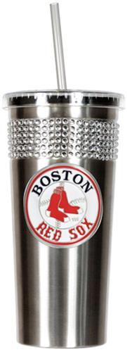 MLB Red Sox Stainless Bling Tumbler W/Straw