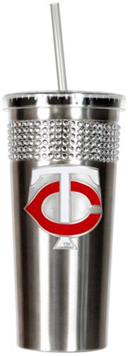 MLB Twins Stainless Bling Tumbler W/Straw