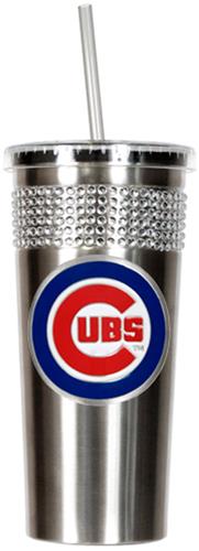 MLB Chicago Cubs Stainless Bling Tumbler W/Straw
