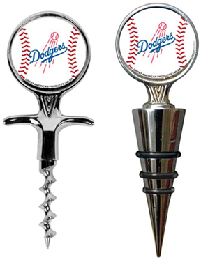MLB LA Dodgers Cork Screw & Bottle Topper Set