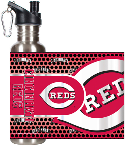 MLB Reds Stainless Steel Water Bottle 360 Wrap