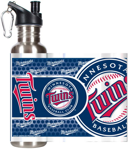 MLB Twins Stainless Steel Water Bottle 360 Wrap