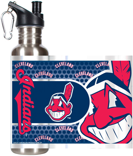 MLB Indians Stainless Steel Water Bottle 360 Wrap