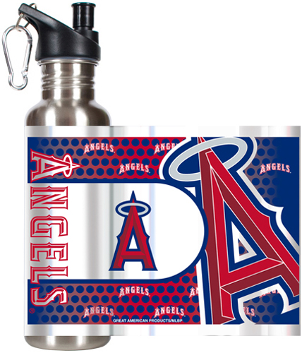 MLB Angels Stainless Steel Water Bottle 360 Wrap