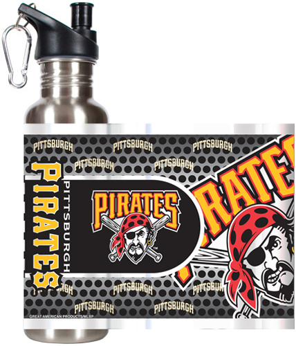 MLB Pirates Stainless Steel Water Bottle 360 Wrap