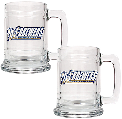MLB Milwaukee Brewers 2pc Glass Tankard Set