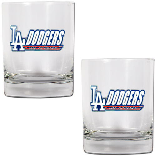 MLB Los Angeles Dodgers 14 oz. 2pc Rocks Glass Set