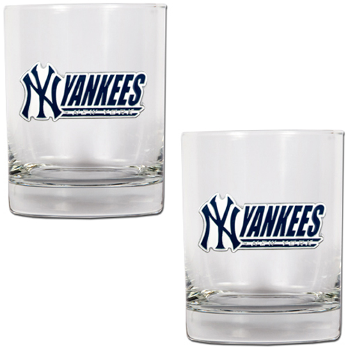 MLB New York Yankees 14 oz. 2pc Rocks Glass Set