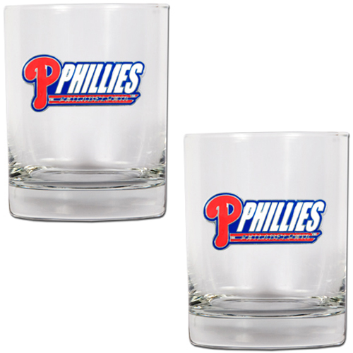 MLB Phillies 14 oz. 2pc Rocks Glass Set