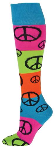 Size Small 6-8.5 Rainbow Peace Signs Socks (1-Pair)