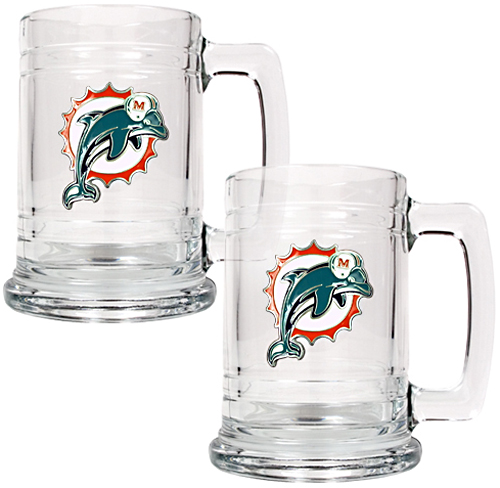 NFL Miami Dolphins 2pc Glass Tankard Set