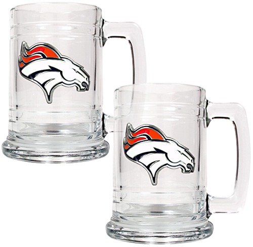 NFL Denver Broncos 2pc Glass Tankard Set