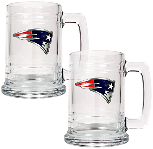 NFL New England Patriots 2pc Glass Tankard Set