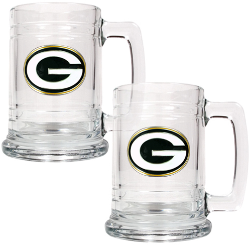 NFL Green Bay Packers 2pc Glass Tankard Set