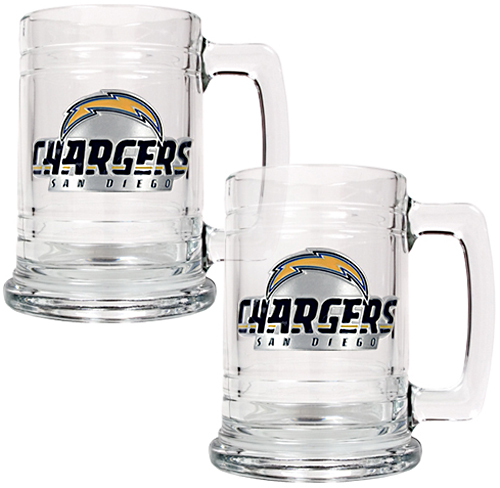 NFL San Diego Chargers 2pc Glass Tankard Set