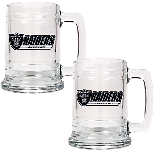 NFL Oakland Raiders 2pc Glass Tankard Set