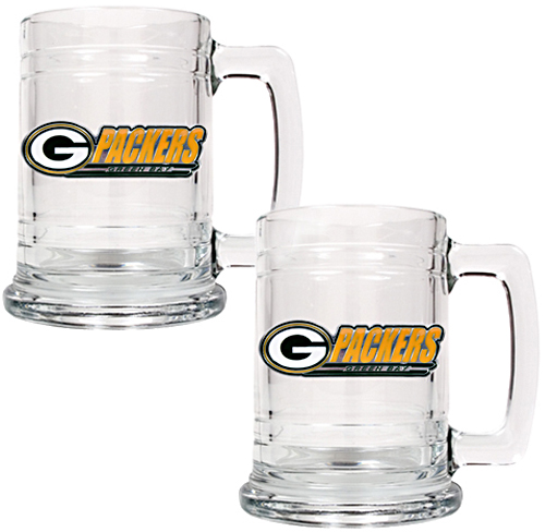 NFL Green Bay Packers 2pc Glass Tankard Set