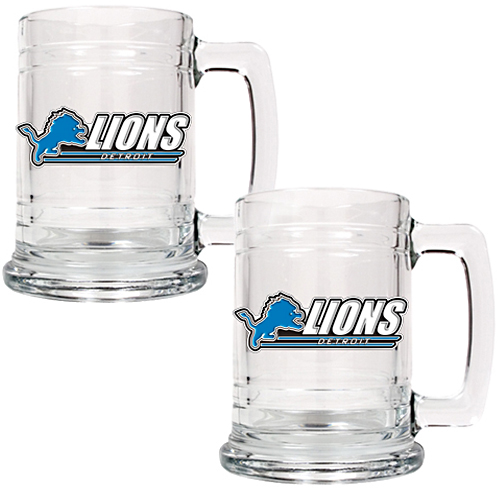 NFL Detroit Lions 2pc Glass Tankard Set