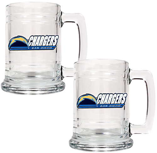NFL San Diego Chargers 2pc Glass Tankard Set