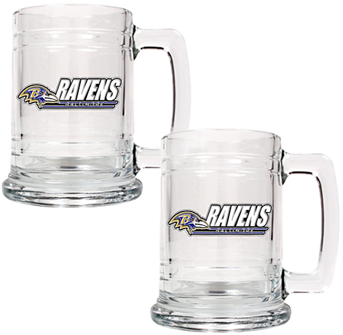 NFL Baltimore Ravens 2pc Glass Tankard Set