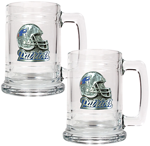 NFL New England Patriots 2pc Glass Tankard Set
