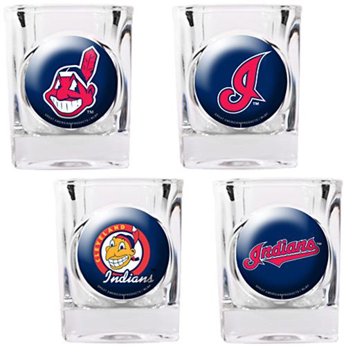 MLB Indians 4pc Collector's Shot Glass Set
