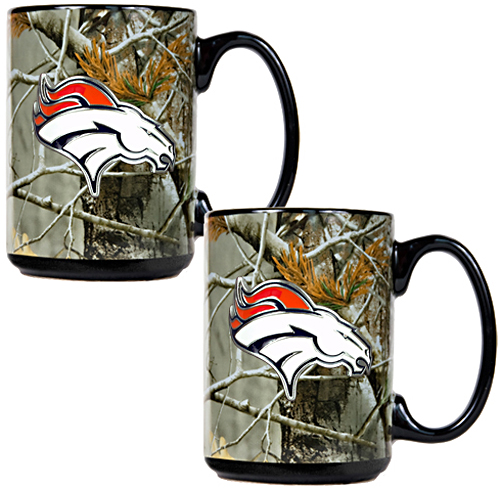 NFL Denver Broncos 2pc Open Field Coffee Mug Set
