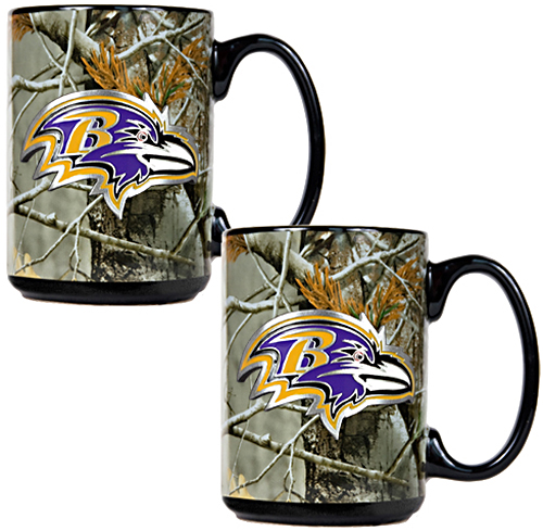 NFL Baltimore Ravens 2pc Open Field Coffee Mug Set