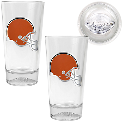 NFL Cleveland Browns Football Base Pint Glass Set