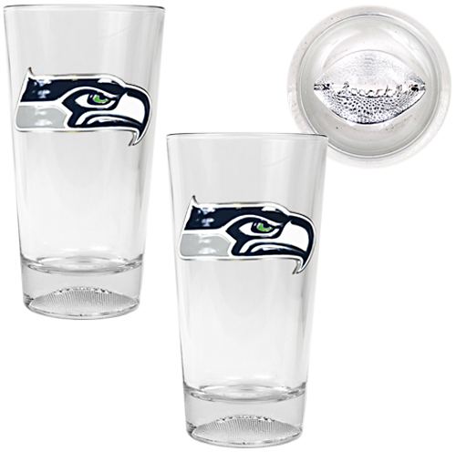 NFL Seattle Seahawks Football Base Pint Glass Set
