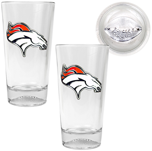 NFL Denver Broncos Football Base Pint Glass Set