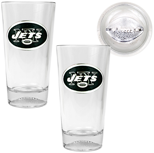 NFL New York Jets 2pc Football Base Pint Glass Set