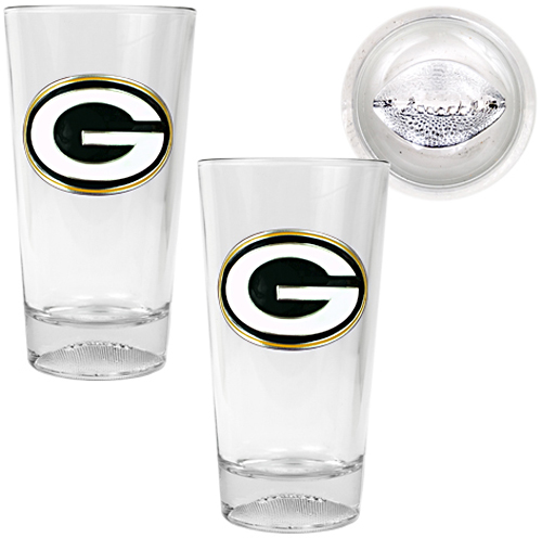 NFL Green Bay Packers Football Base Pint Glass Set