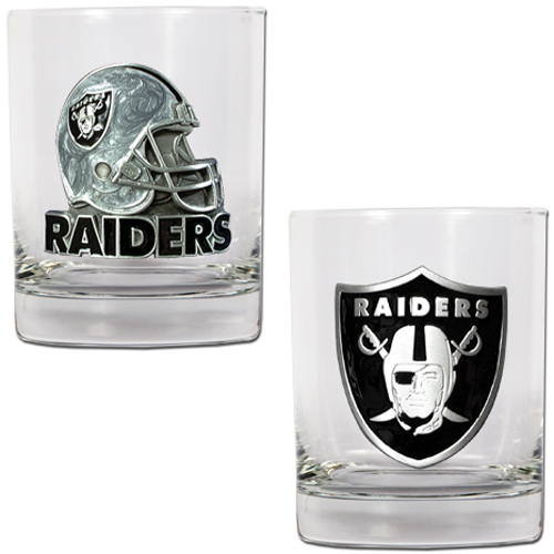 NFL Oakland Raiders 14oz Rocks Glass 2 piece Set