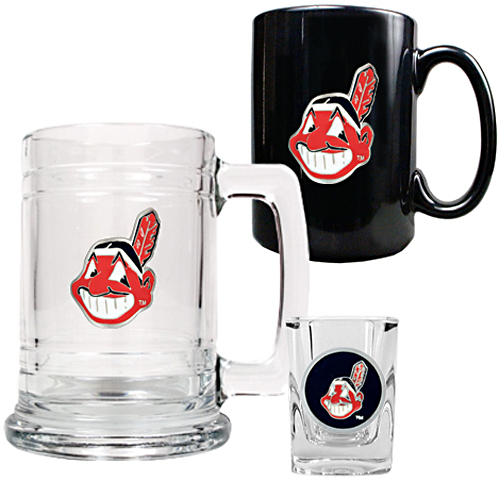 MLB Indians Tankard, Coffee Mug & Shot Glass Set