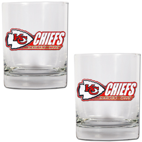 NFL Kansas City Chiefs 14oz Rocks Glass 2 pc Set